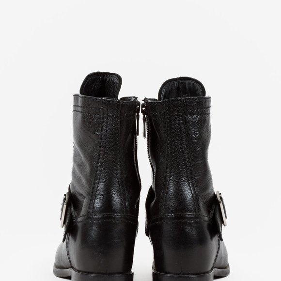 Prada Black Leather Ankle Laced Boot with Buckle - Picture 3 of 12